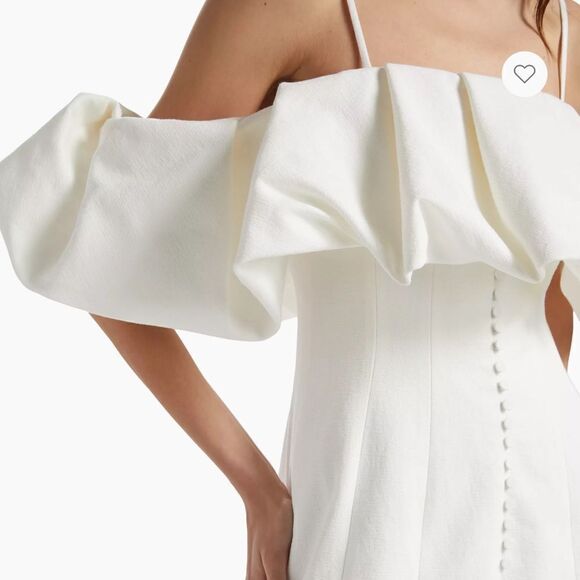 NWT SIMKHAI Puffed Off-The-Shoulder Minidress Natural White Size 10 - Picture 3 of 12